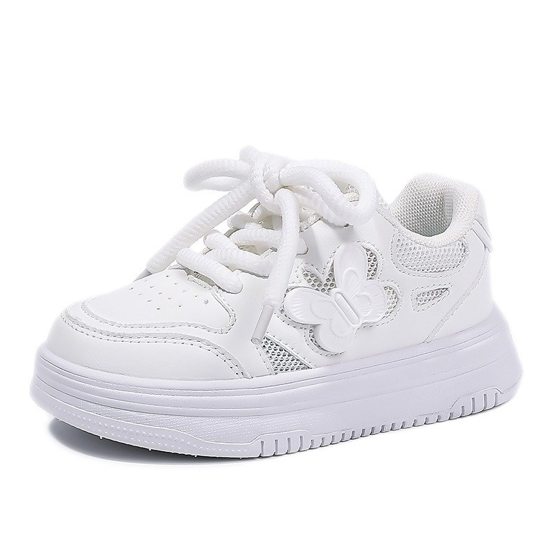 2026 Spring Summer Kids Skate Shoes, Breathable Mesh White Sneakers For Girls, Lightweight Versatile Performance & Running Shoes
