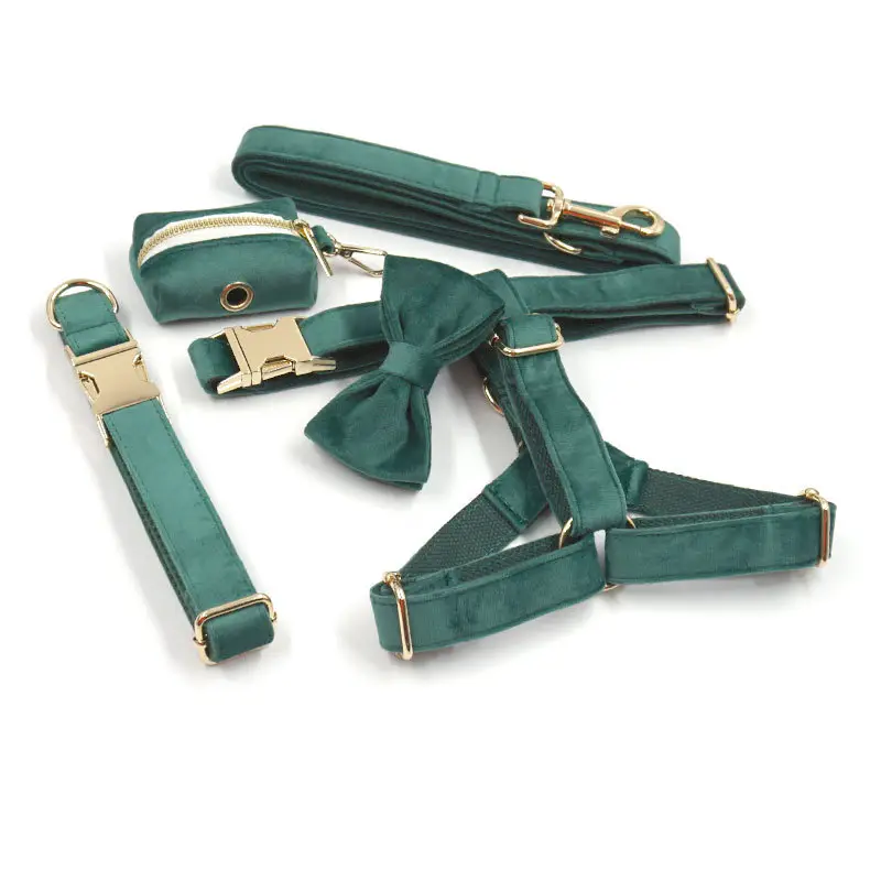 Green Velvet Dog Collar Dog Leash Pet