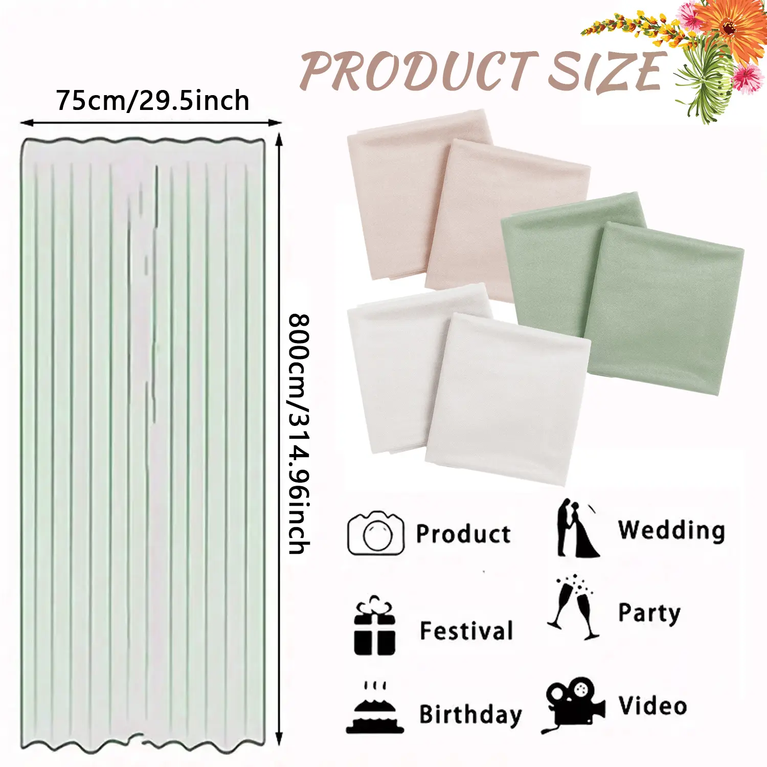 2 Panels Wedding Arch Draping Fabric