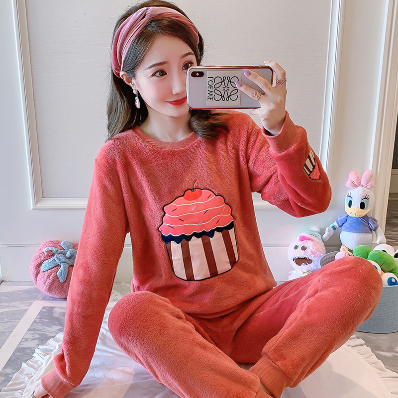 Thick Coral Fleece Girl Home Service Suit