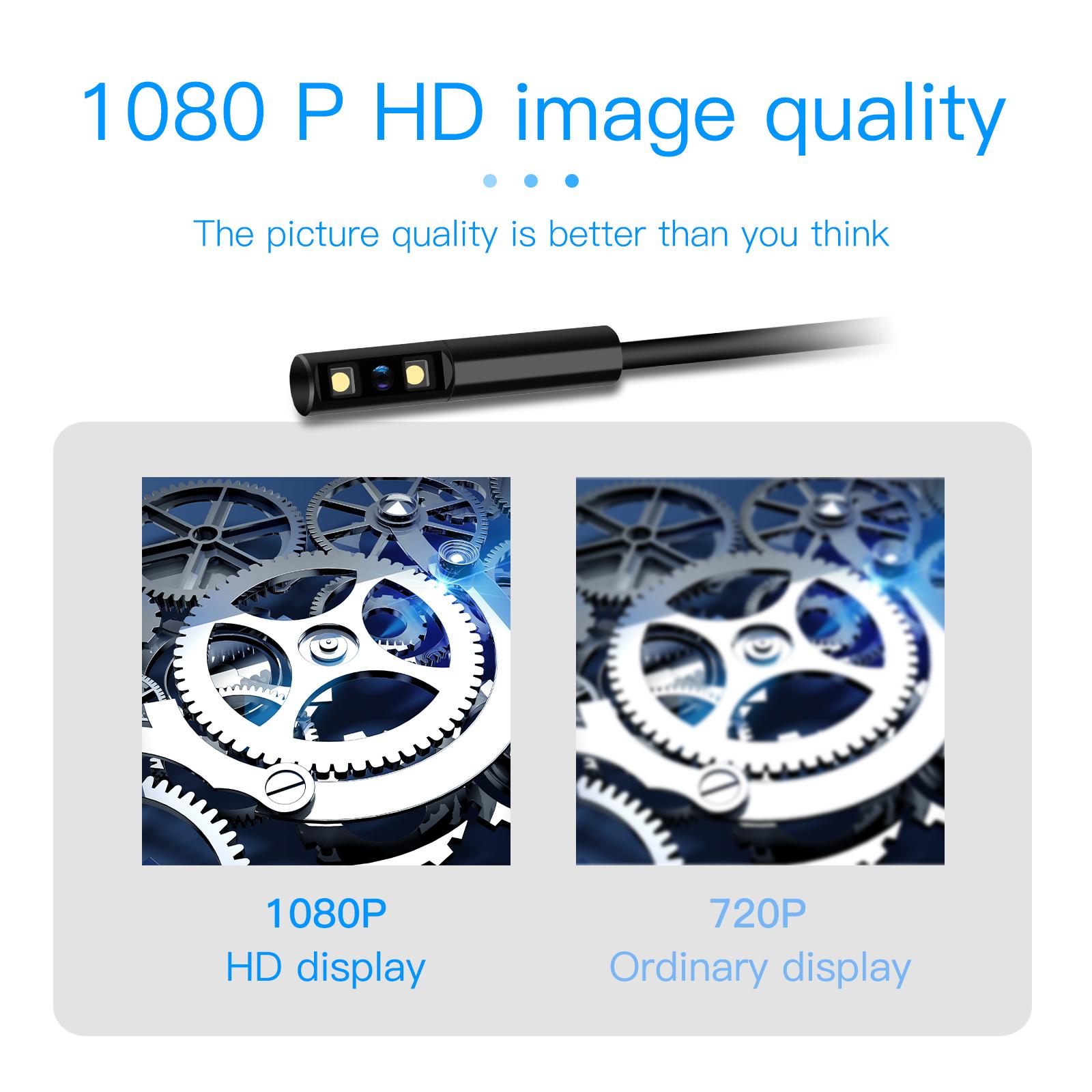 HD Dual-Lens Waterproof Endoscope Camera With Built-in Lights  Inspection Endoscope