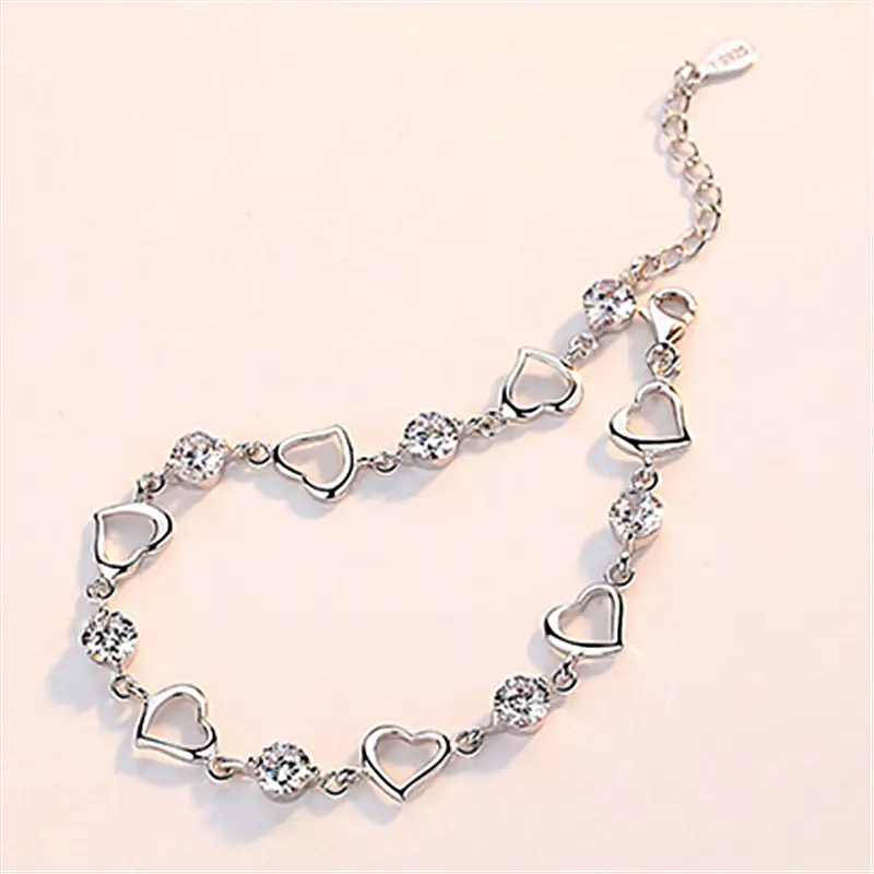 Simple Heart To Heart White Diamond Net Red Trendy Jewelry