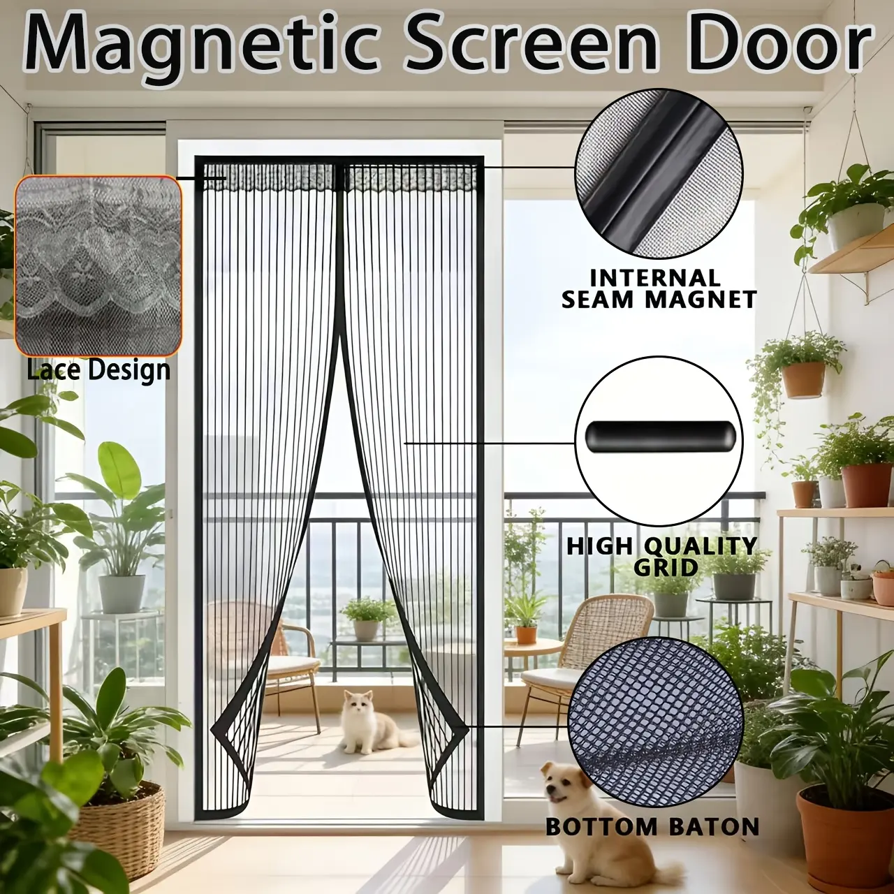 Black Magnetic Door Curtain