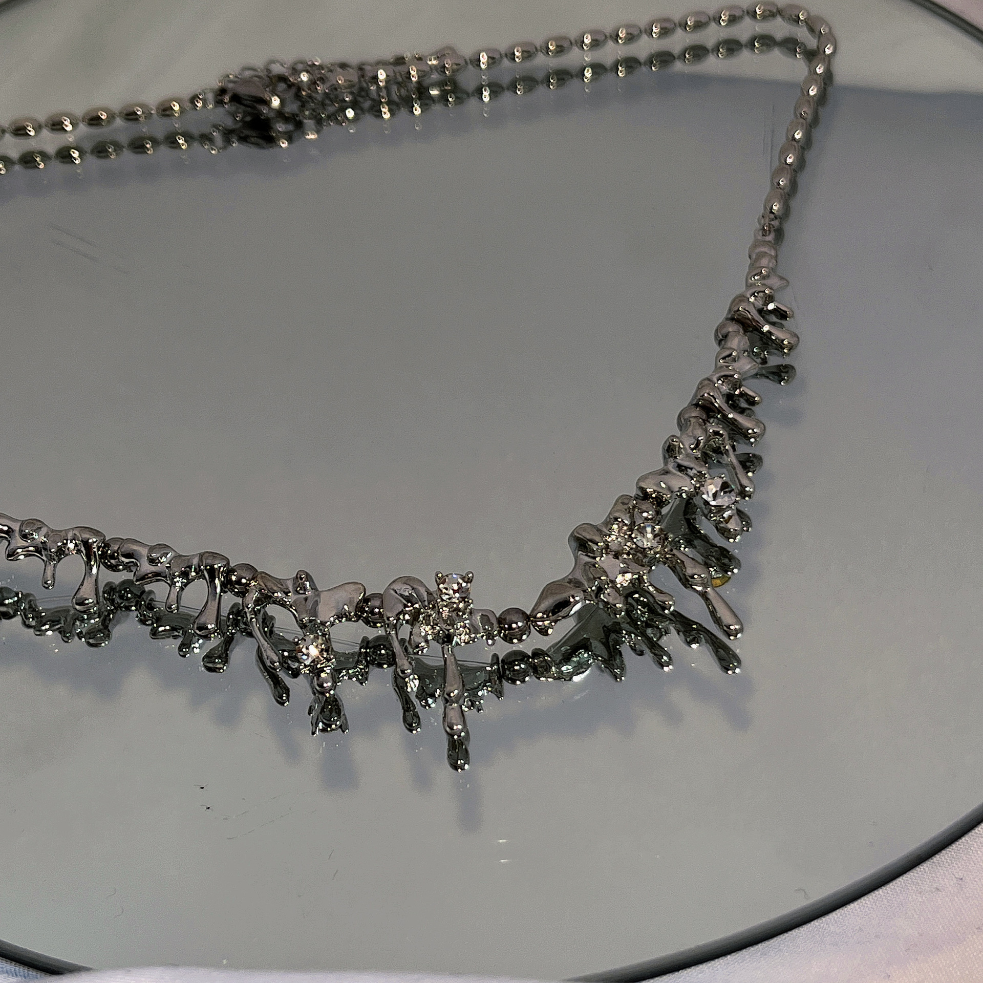 Stainless Steel Liquid Water Drop Lava Series Clavicle Chain Women