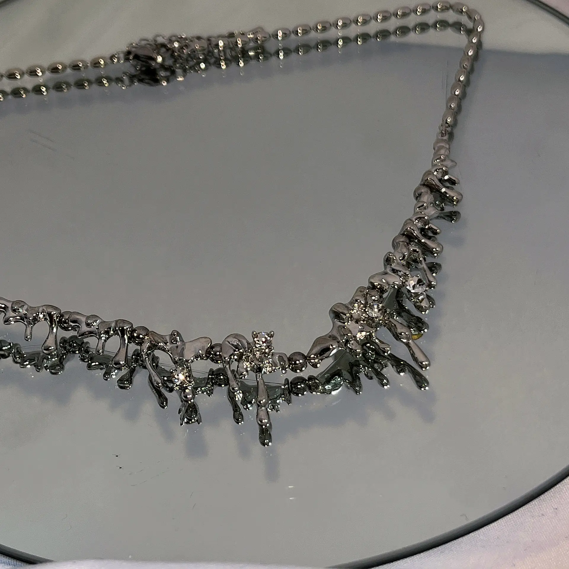 Stainless Steel Liquid Water Drop Lava Series Clavicle Chain Women