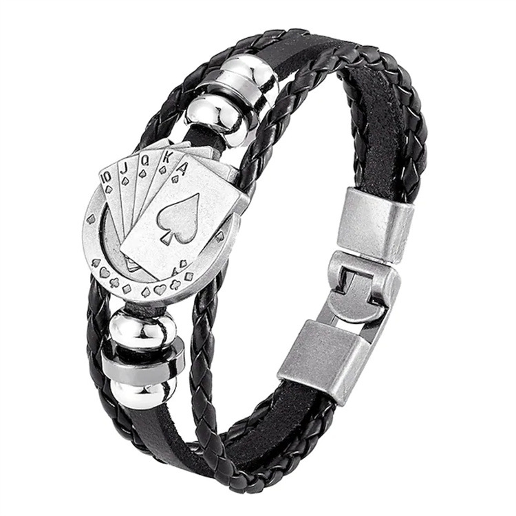 Title 5, Pulsera Multicapa para Hombre de Cuero Poker co...