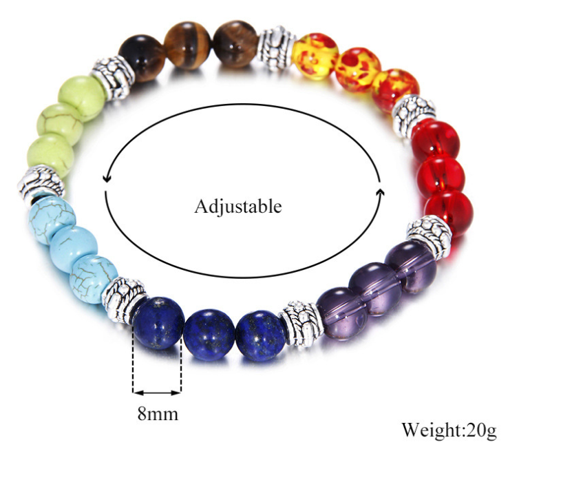 Female Korean Style Simple Colorful Stone Transfer Beaded Bracelet