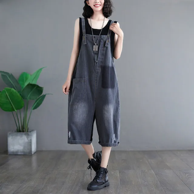New Large Size Denim Overalls Women's Loose Casual Black - Shop at LoveMi