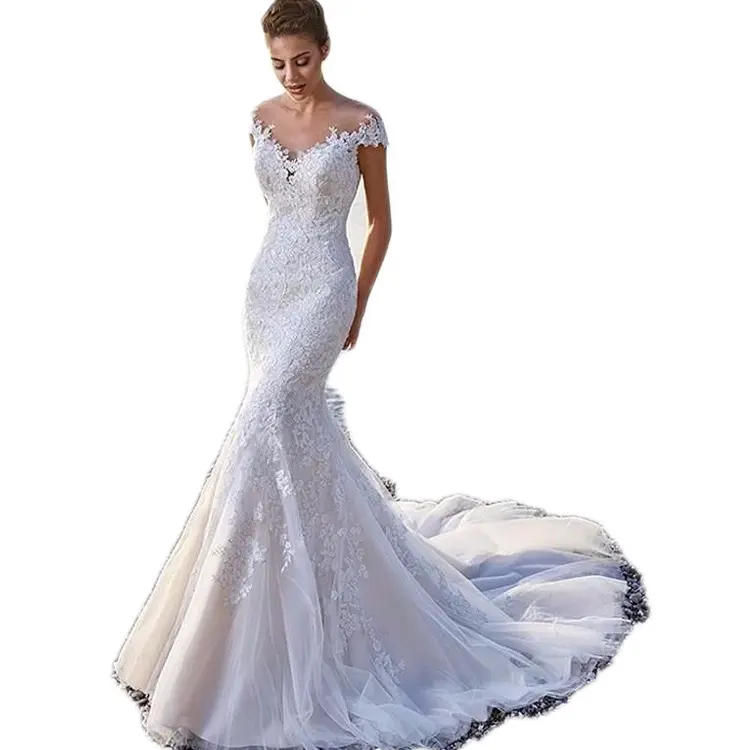 Princess Bride Mermaid Wedding Dress White Trailing