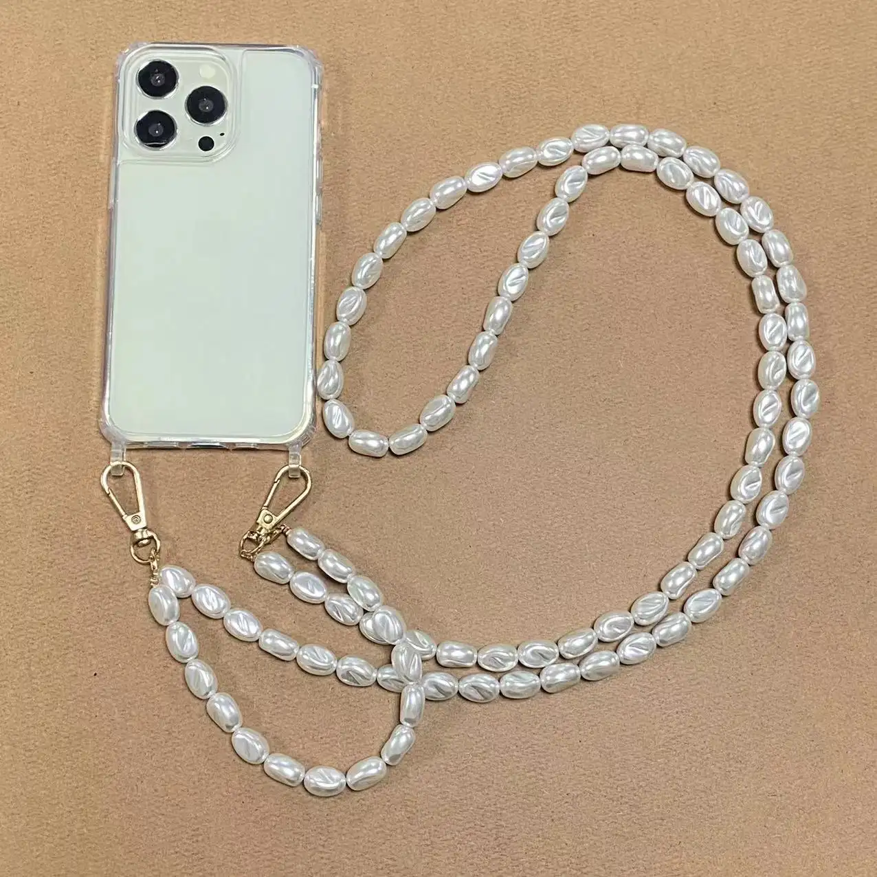 Silicone Pearl Hand Holding Chain Crossbody Detachable