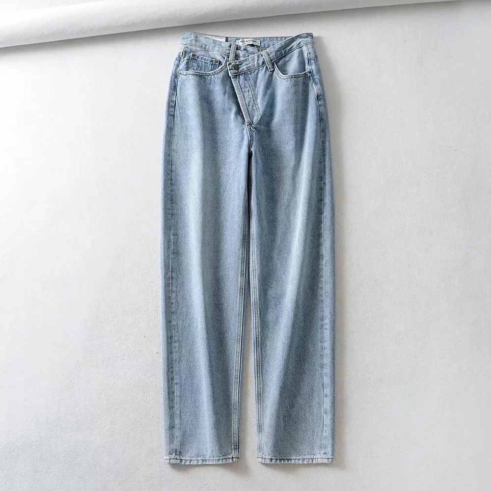 Title 2, High Waist Denim Straight-leg Pants, European a...