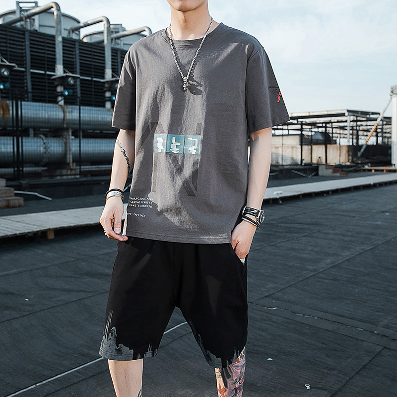 Korean Sports Men's Casual Suit Trendy T-shirt