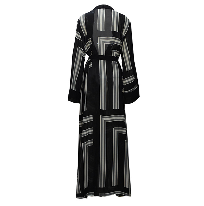 Title 10, Muslim Stripe Loose Lace Cardigan Robe Female. ...