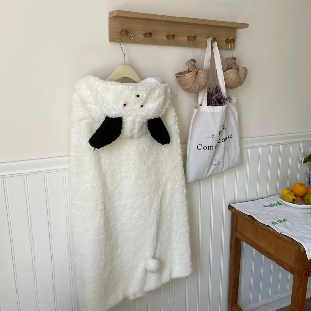 Cartoon Bear Plush Thick Warm Shawl White Puppy - Shop at LoveMi