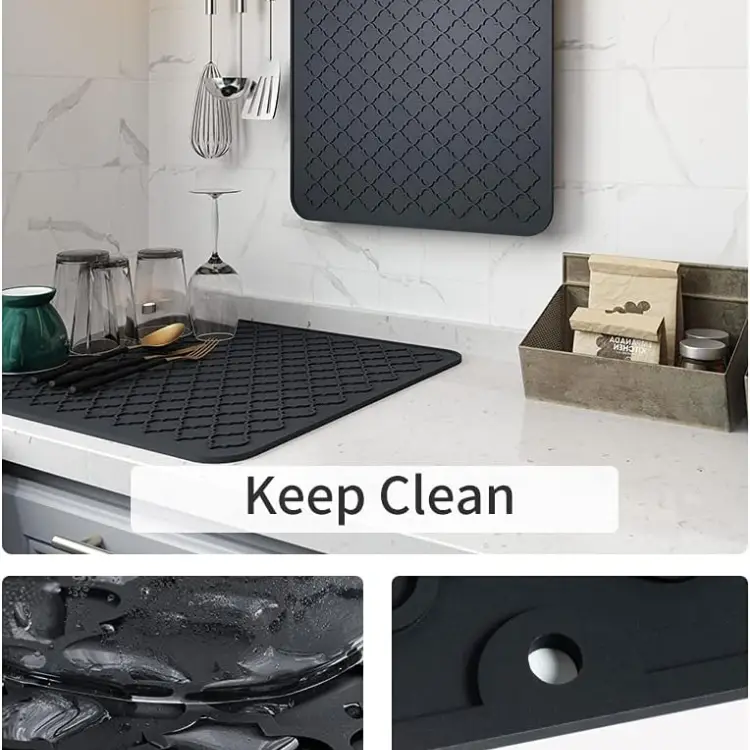 Dish Drying Mats For Kitchen Counter-Silicone Dish Drying Mat-Kitchen Dish Drying Pad Heat Resistant Mat-Kitchen Gadgets Kitchen Accessories Kitchen Small Appli