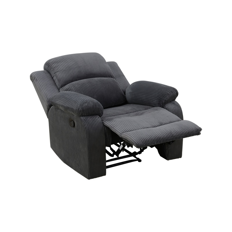 Pickup Only--Dark Grey Corduroy 3-Piece Living Room Recliner Sofa
