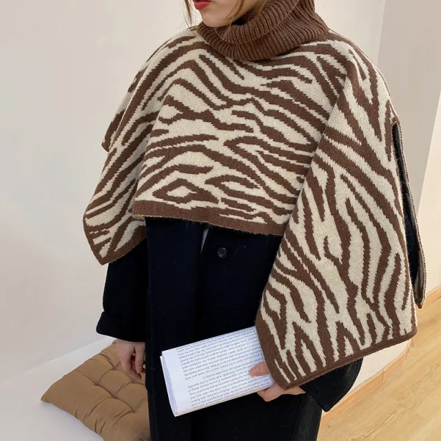 Women's Irregular Thick Pullover Knitted Shawl Scarf Zebra - Shop at LoveMi