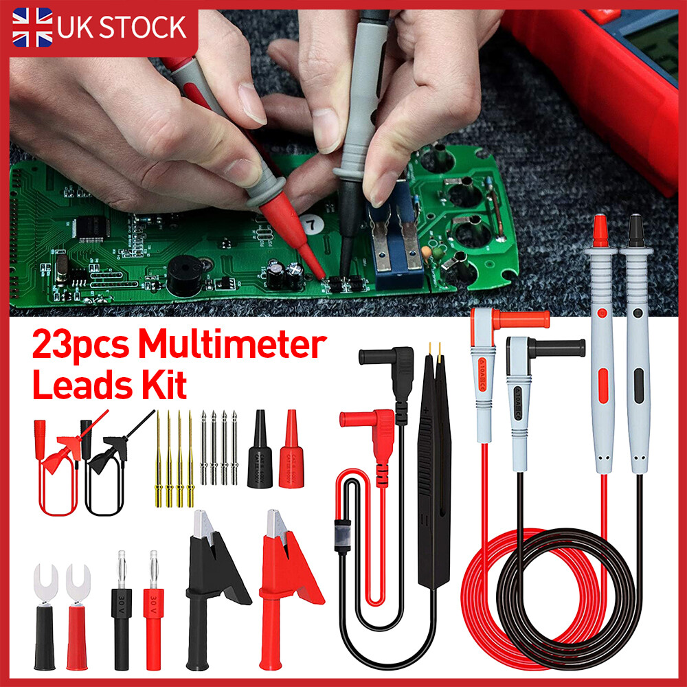 23Pcs Multimeter Test Leads Kit Silicone Probe Alligator Clips Banana Plug Tool — image 6