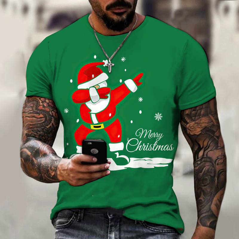 Title 8, Kerst 3D T-shirt voor heren, korte mouw, digita...