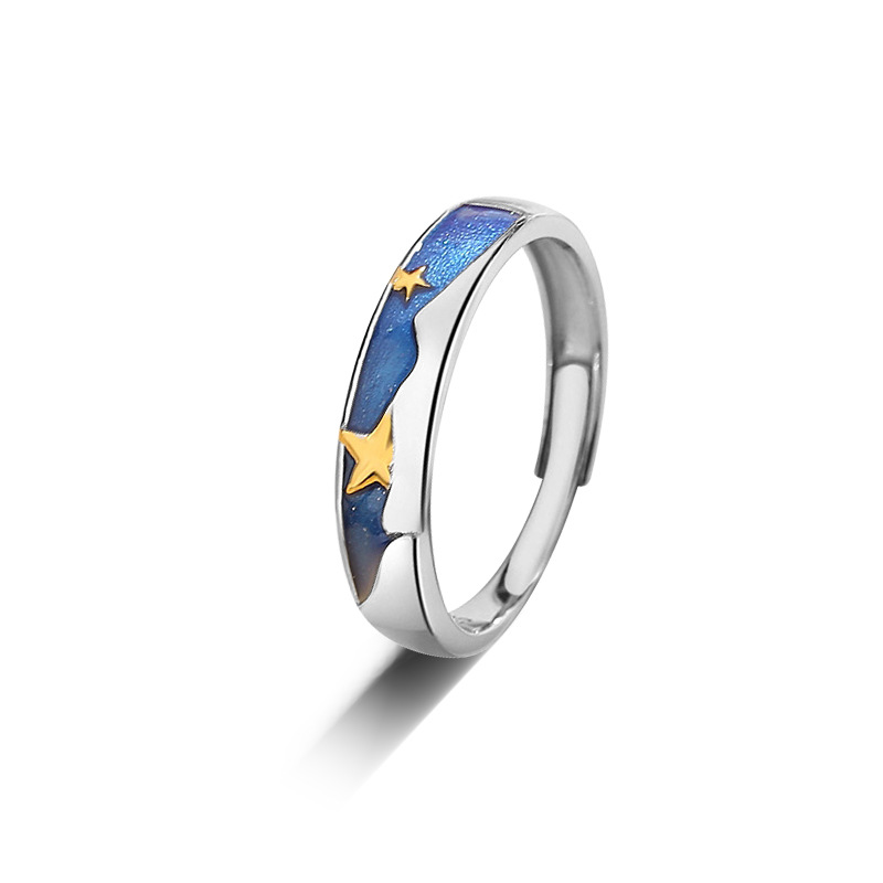 Title 2, Anel de casal Blue Starry Sky, par masculino e ...