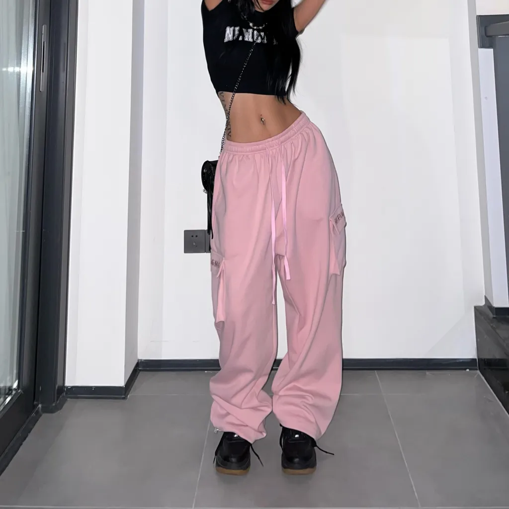 Women Loose Jazz Hiphop Trousers For Casual Sportswear - Pink