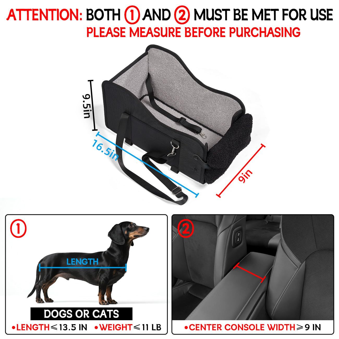 Center Console Dog Car Seat,Dog Car Seats For Small Dogs With Soft Mattress,Pet Puppy Cars Seat 9
