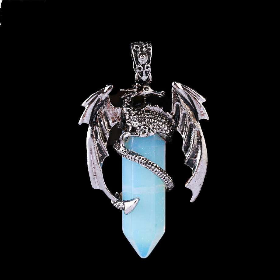 Dragon Shaped Brass Necklace With White K Hard Accessories Opal - Shop at LoveMi