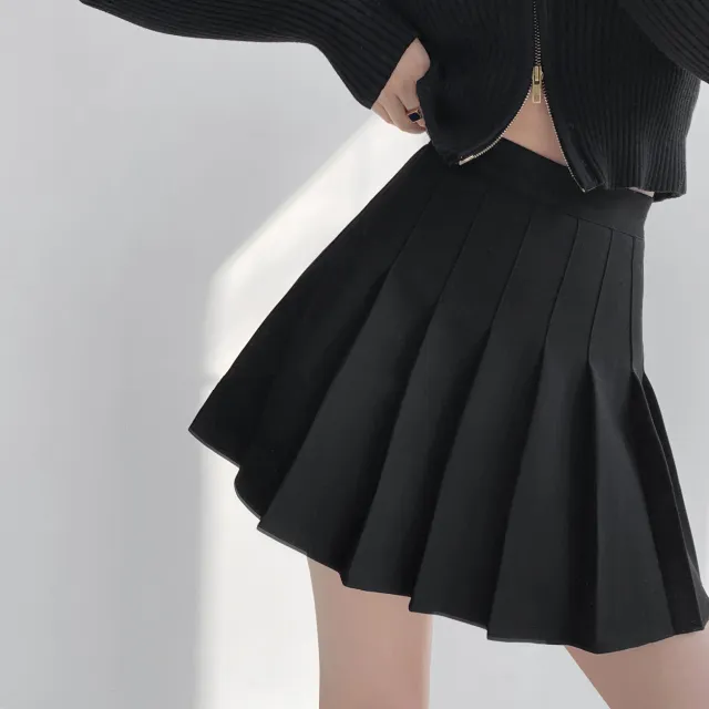 Fashionable Coffee Pleated Skirt Women Black - Shop at LoveMi