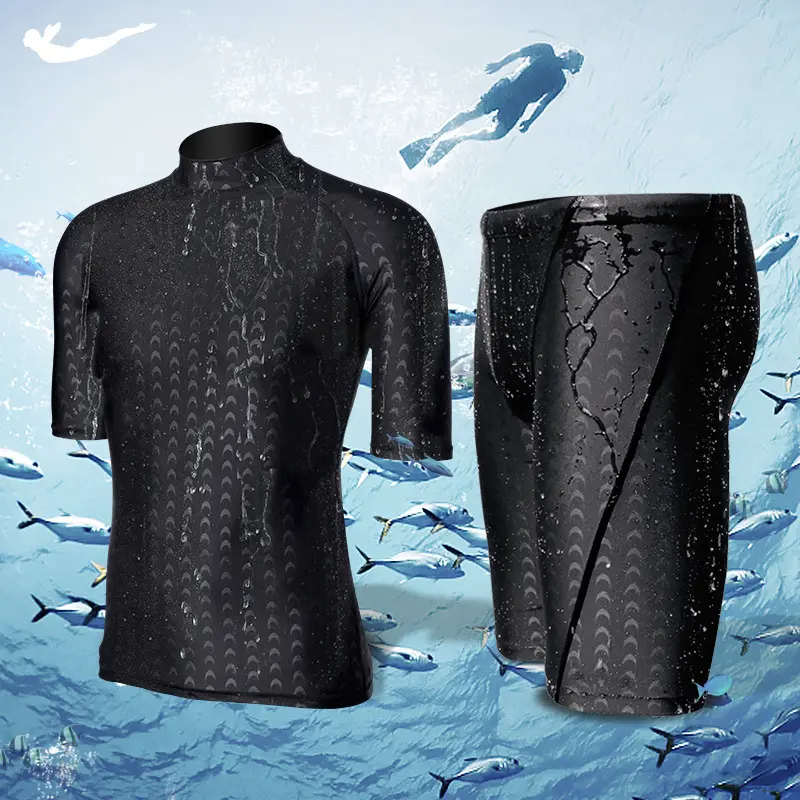Men's Swimsuit Suit, Short-sleeved Top, Split Quick-drying