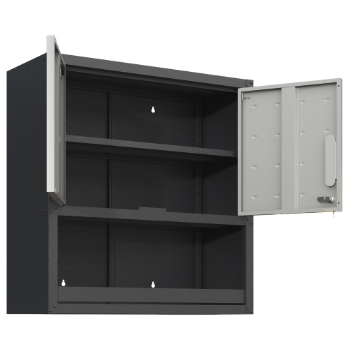 Metal Wall-Mounted Tool Storage Cabinet With Locking Door And 1 Shelf 1 Opened Drawer For Garage Warehouse,Office,Assembly Required — foto 16