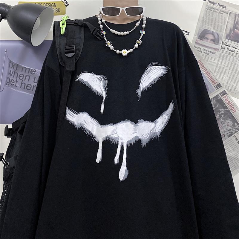 Title 4, Printed Loose Student Harajuku Long Sleeve T-sh...