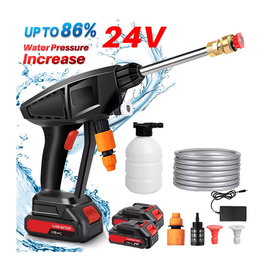 2 Battery Portable Cordless Car High Pressure Washer Jet Water Wash Cleaner Gun