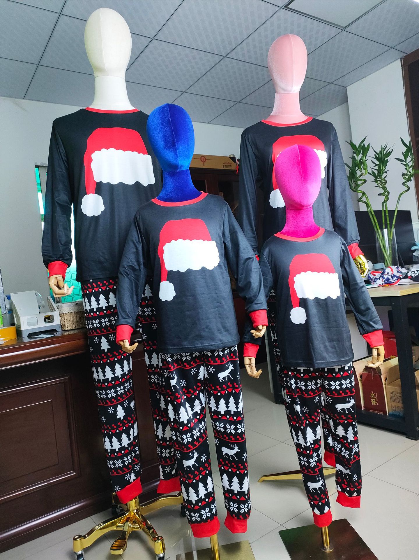New Autumn And Winter Pajamas Set Home Wear Christmas Hat Printed Parent-child Suit — foto 14