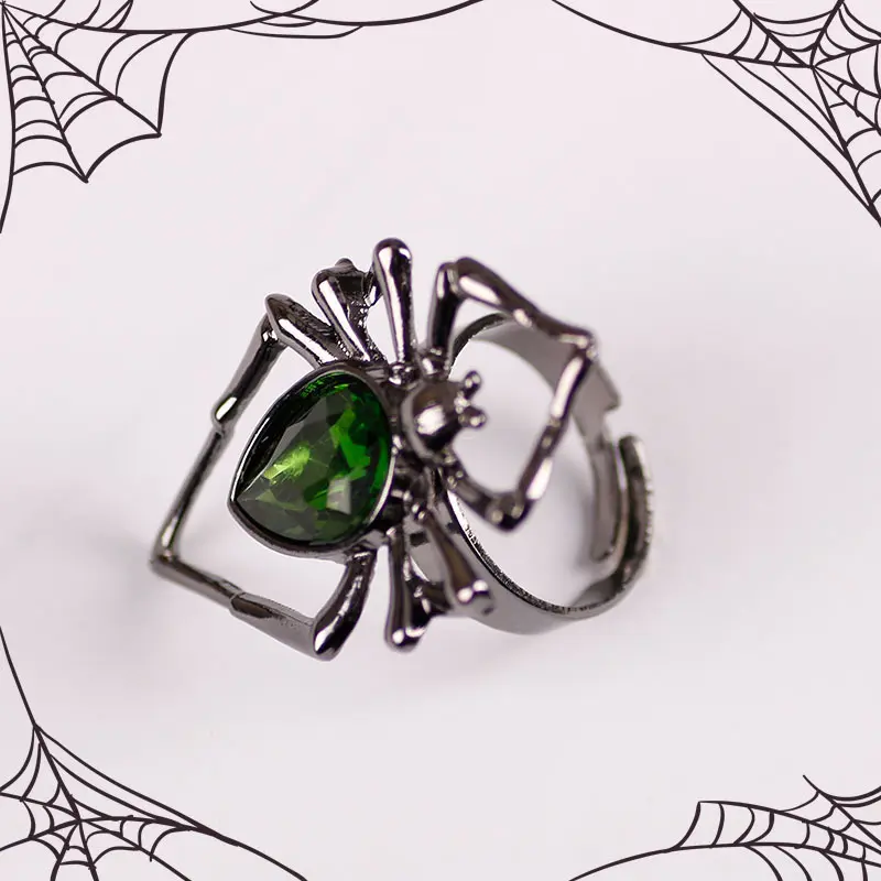 Retro Fashion Animal Ring Creative Black Spider Inlaid Rhinestone