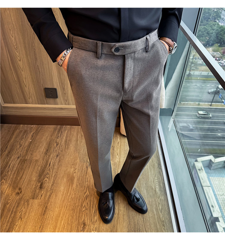 Men's Invisible Elastic Waist Thickened Warm Wool Trousers