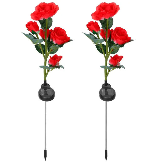 3 Colors Option Solar Powered Lights Outdoor Rose Flower LED Decorative Lamp Water Resistant Pathway Stake Lights For Garden Patio Yard Walkway ... - Shop at LoveMi