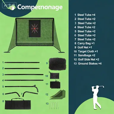 Golf Practice Net 10x7ft, Auto Ball Return Enclosure With Side Barriers, Portable ,Durable Hitting Net For Backyard OR Indoor Use, With Carry Bag , Stakes