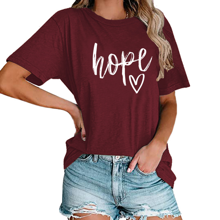 Title 8, Womens HOPE Love Print Loose T-shirt offers ef...