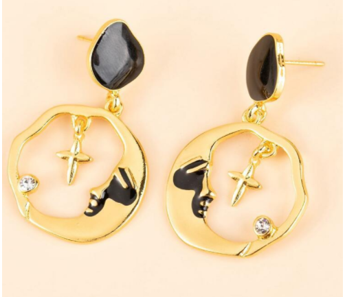 Temperament Diamond Wild Moon Earrings