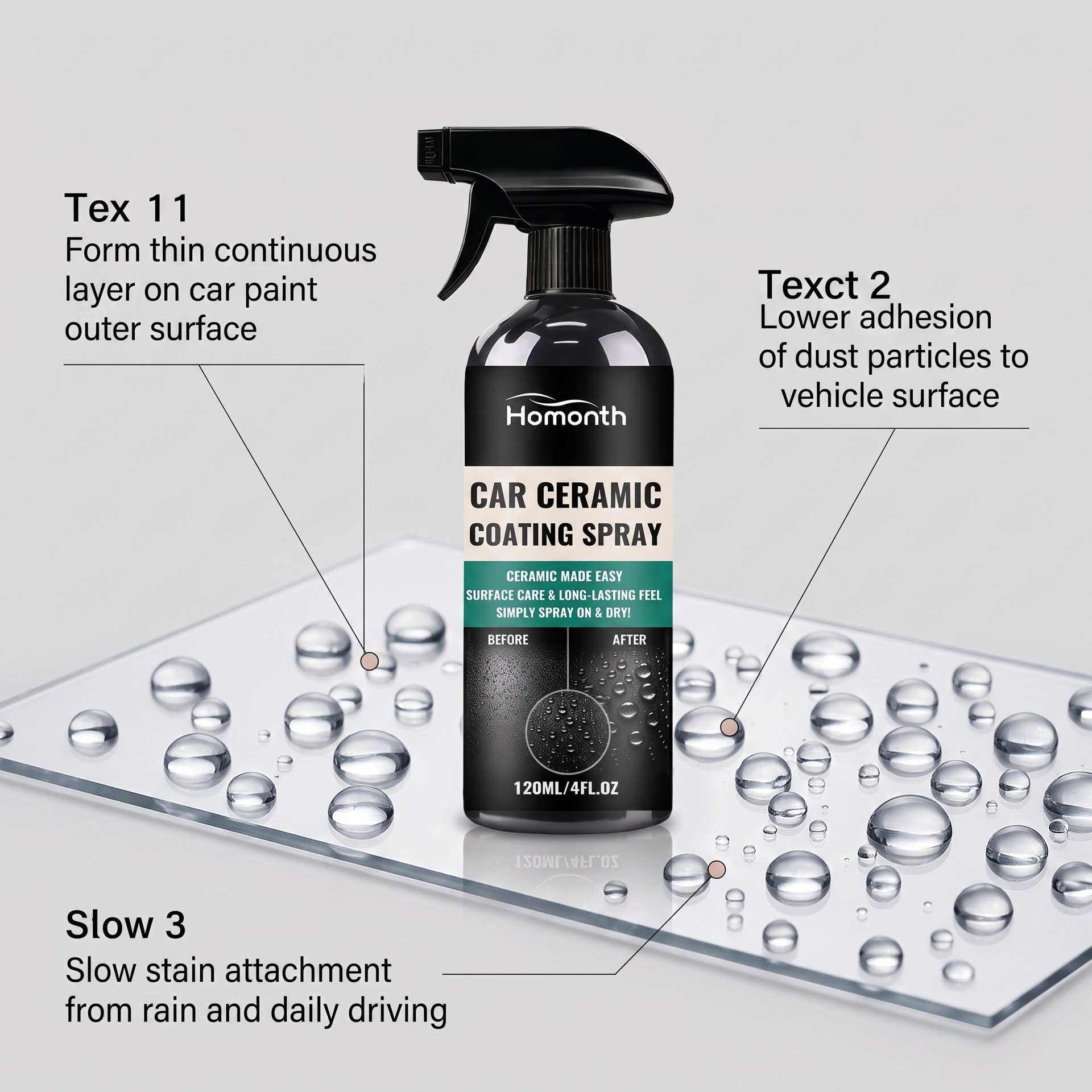 HOMONTH Nano Automotive Coating Spray A Convenient Spray For Cleaning And Daily Polishing Of Car Paint Surfaces. 4