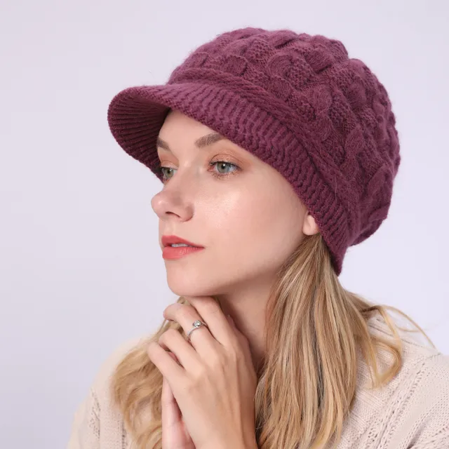 Women's Fleece Warm Rabbit Wool Beret Rose Red - Shop at LoveMi