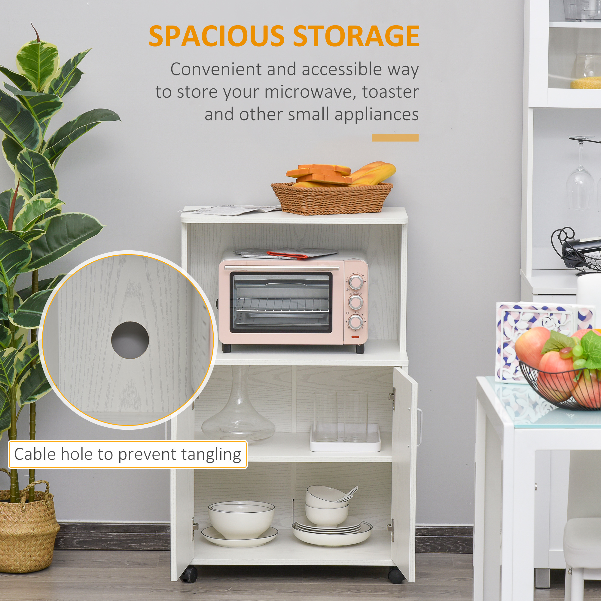 Kitchen Storage Unit, Modern Microwave Stand Trolley Cart, Sideboard — image 9