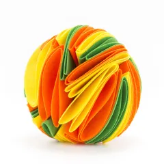 Pet Dog's Felt Cloth Sniffs The Ball - Yellow Orange Green - View 1
