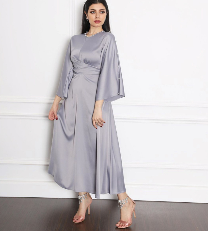 Satin Trumpet-Sleeve Party Dress, picture 4 of 5