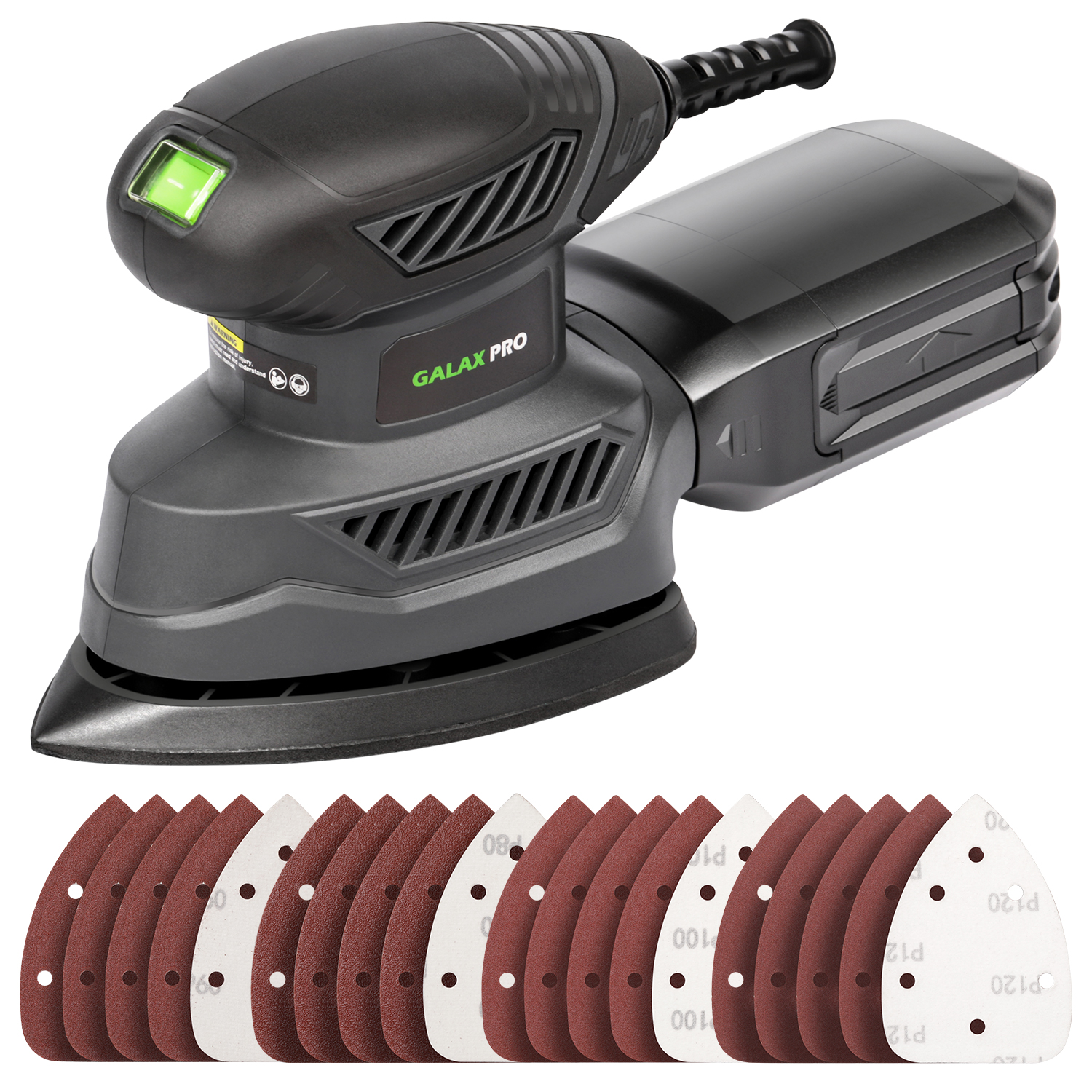 130W Detail Sander, Dust Collector, 20Pcs Sandpaper 13000RPM Compact Triangular — image 7