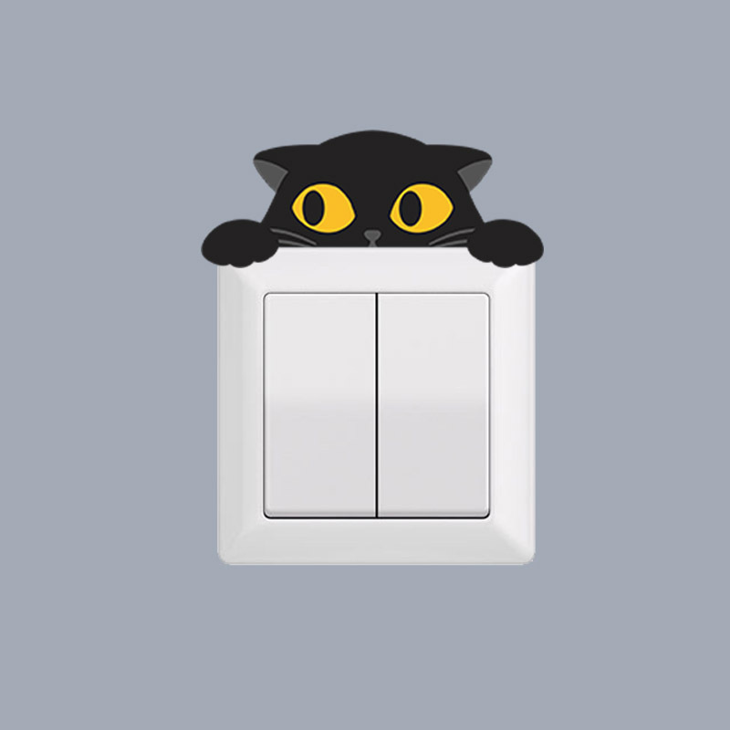 Cartoon black kitten halloween party atmosphere window