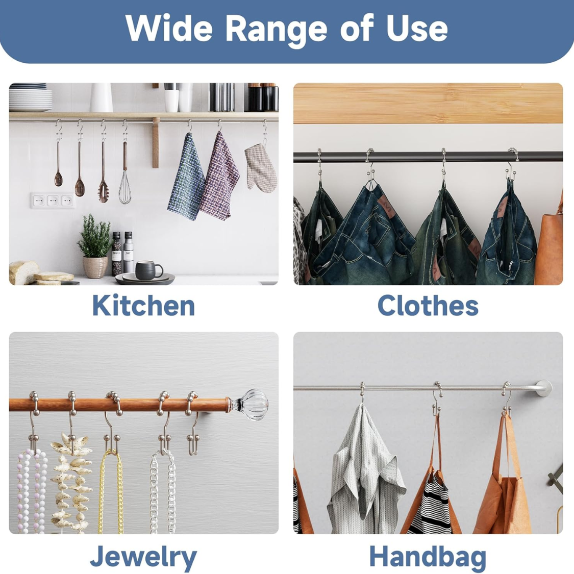 Shower Curtain Hooks Rings Rust Resistant Metal Double Glide Shower Hooks Rings For Bathroom Shower Rods Curtains thumbnail 4