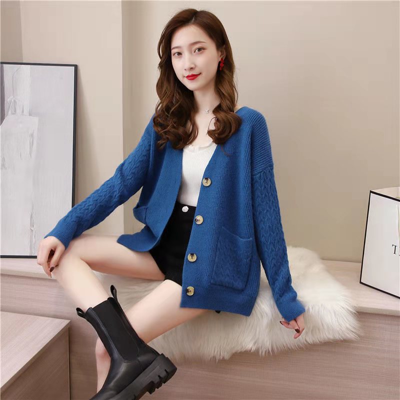 New Sweater Spring And Autumn Loose Solid Color Short Outer Jacket