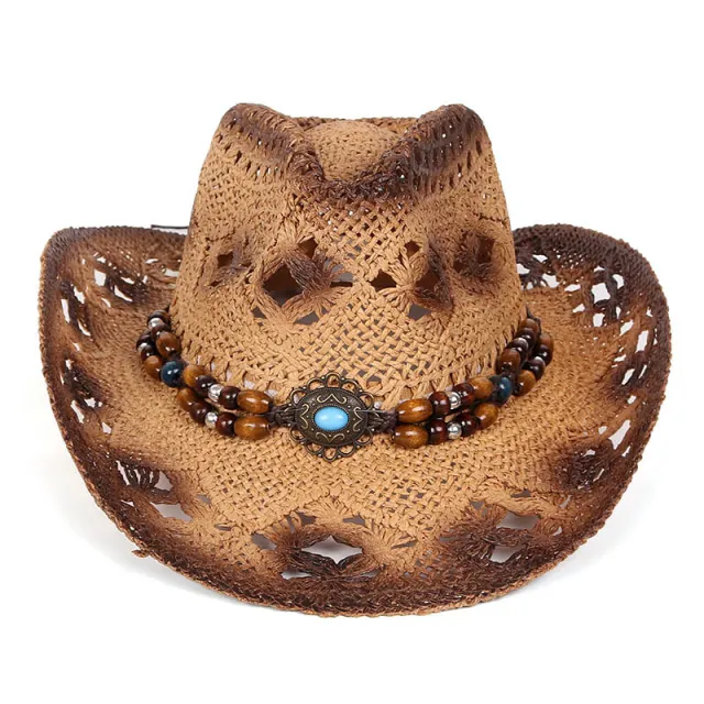 Summer Outdoor Beach Hollow Breathable Sun Hat Dark Brown - Shop at LoveMi