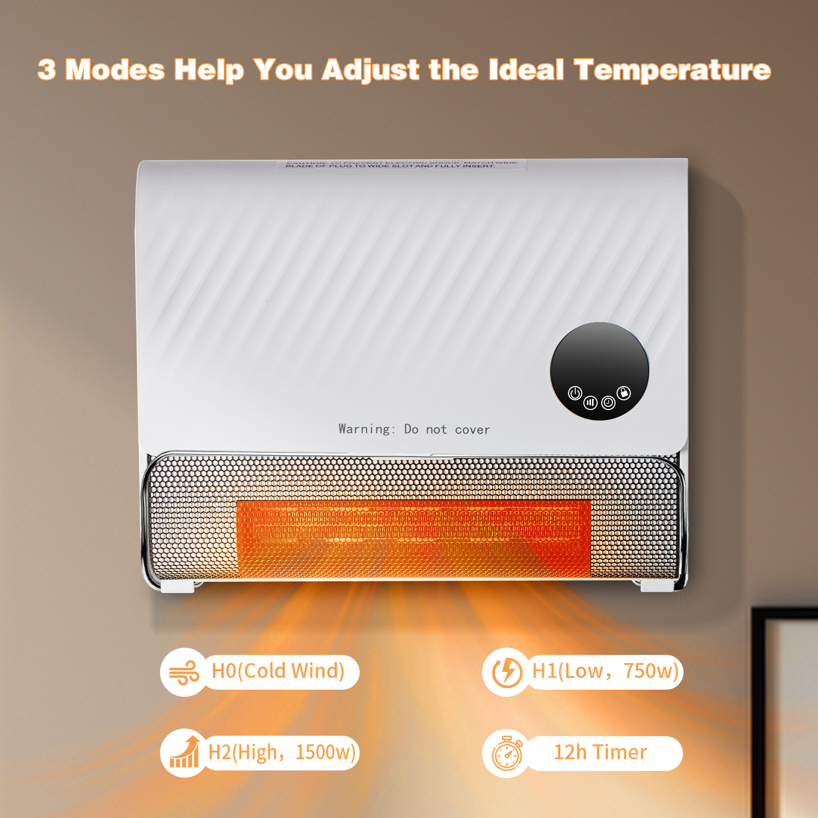 Smart Wall Heater, 1500W Fast Heating Electric Space Heater For Indoor Use, Wall Mounted Panel Heater With Remote, 3 Fan Speeds image 11